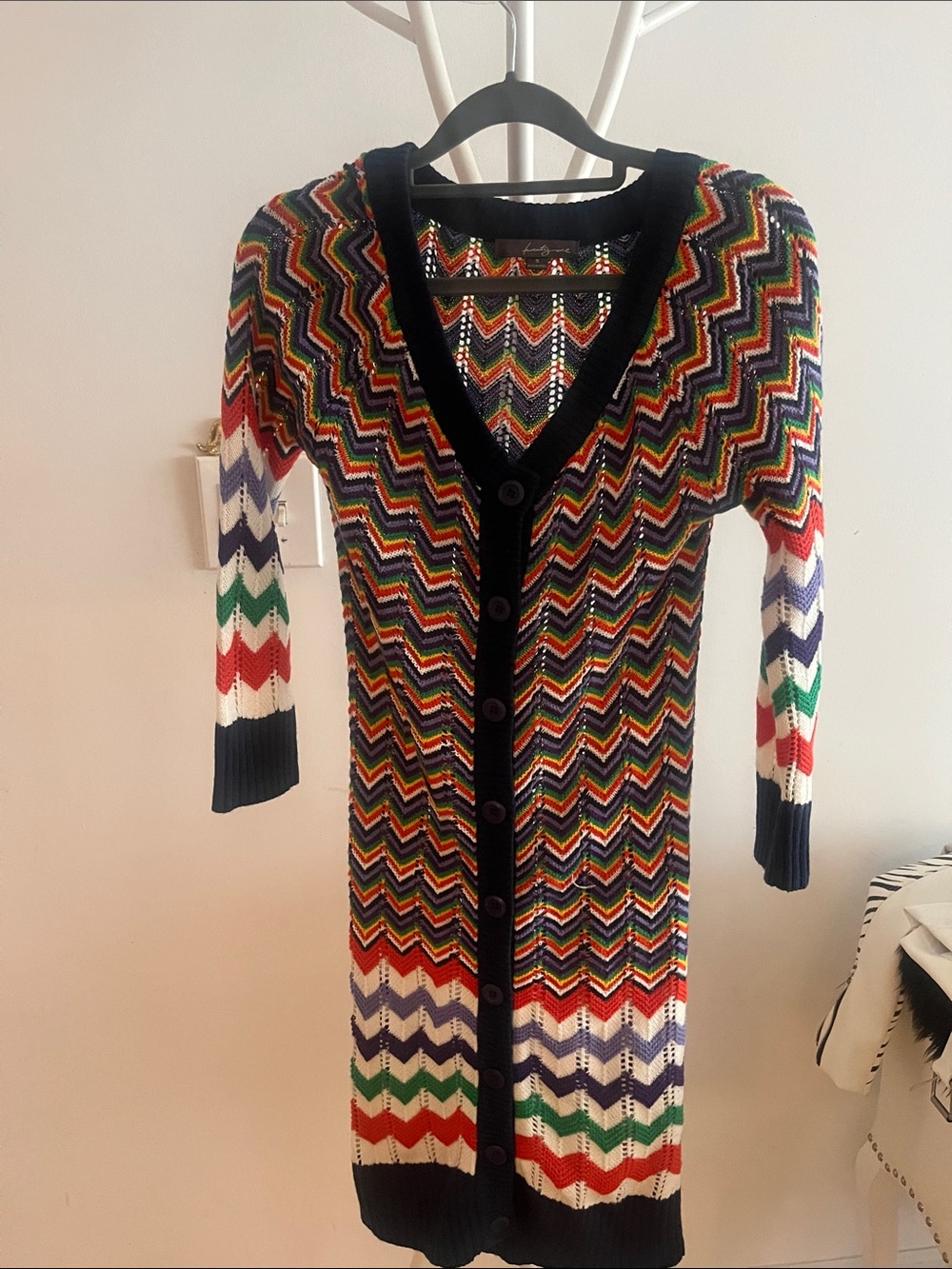 Forever 21 Multicolor Chevron Knit Cardigan Dress